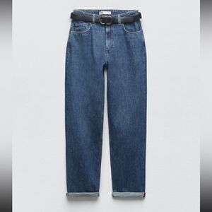 Zara Z1975 selvedge belted relaxed fit jeans size 4